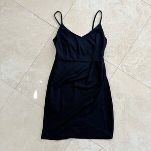 Zalalus Black Wrap Tulip Bodycon Mini Dress Size Small NWOT